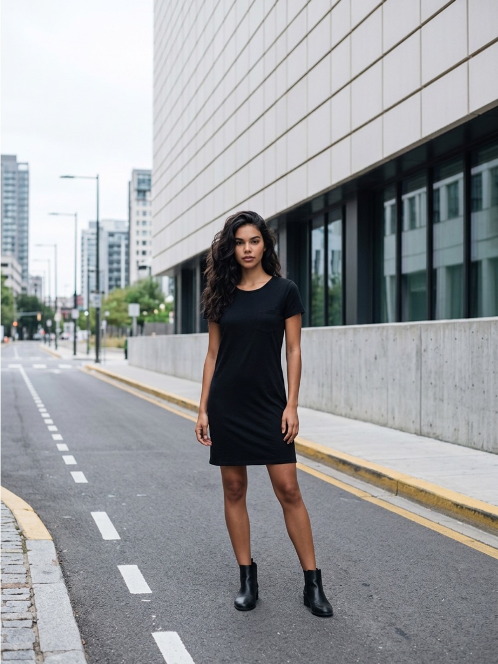 J. Crew Black Short Sleeve Mini Dress